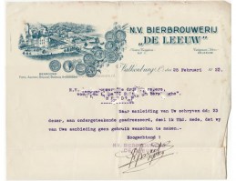 briefhoofd leeuw bier 1922